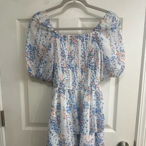 Floral women’s  Dress with Puff Sleeves